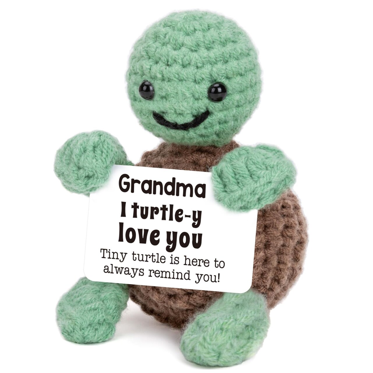 Mini Funny Turtle Grandma Gifts, Easter Mothers Day Birthday Gifts for Grandma from Granddaughter Grandson Grandkids, Nana Gigi Love Small Cute Stuff Things, Handmade Emotional Positive Crochet Turtle